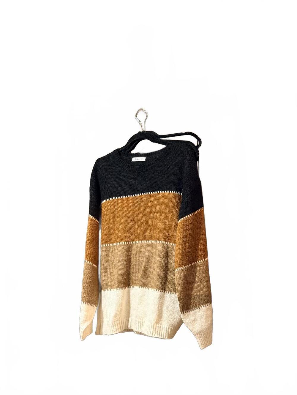 Women's Color-blocked pullover crewneck sweater